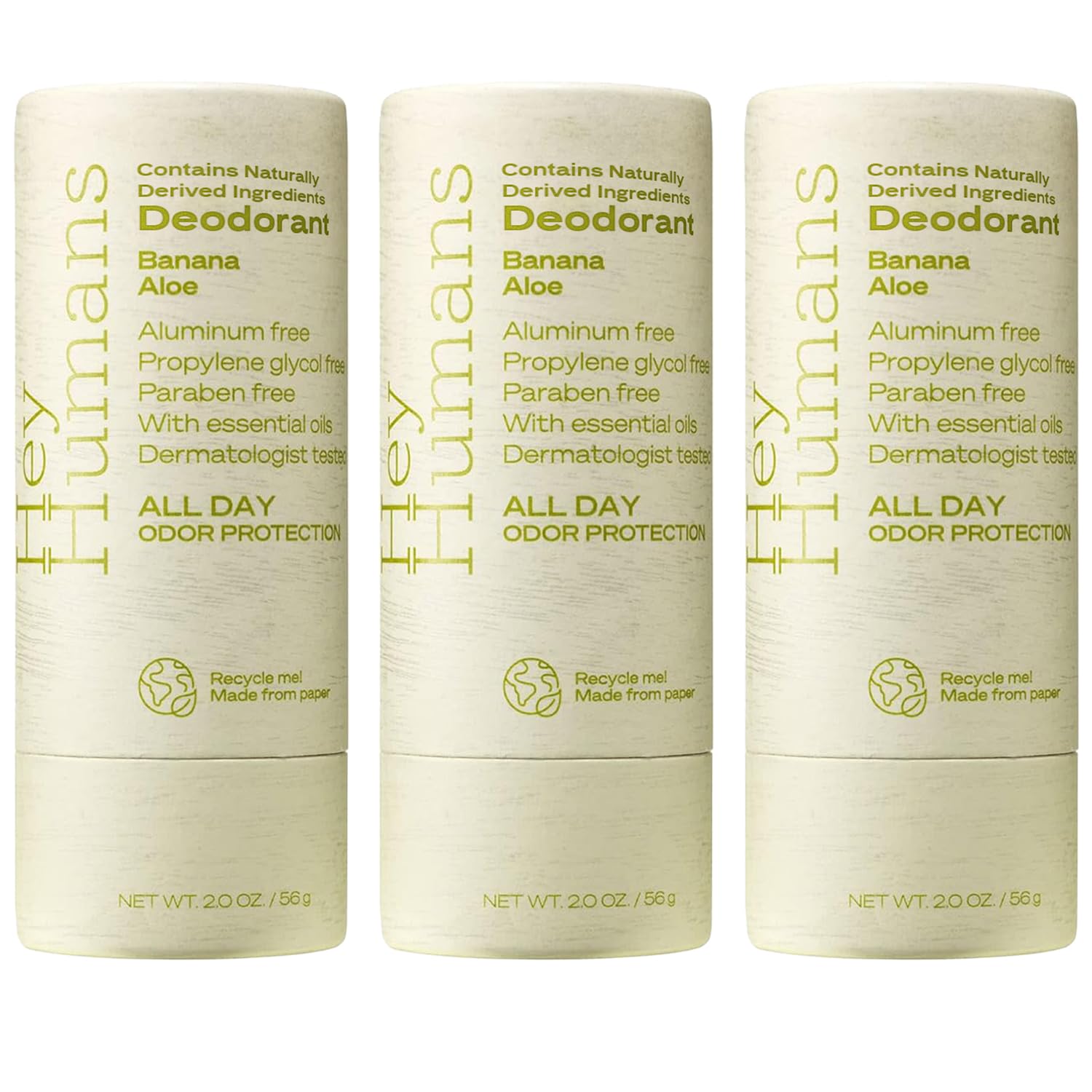 Hey Humans desodorante banana aloe; aroma refrescante para uso diario