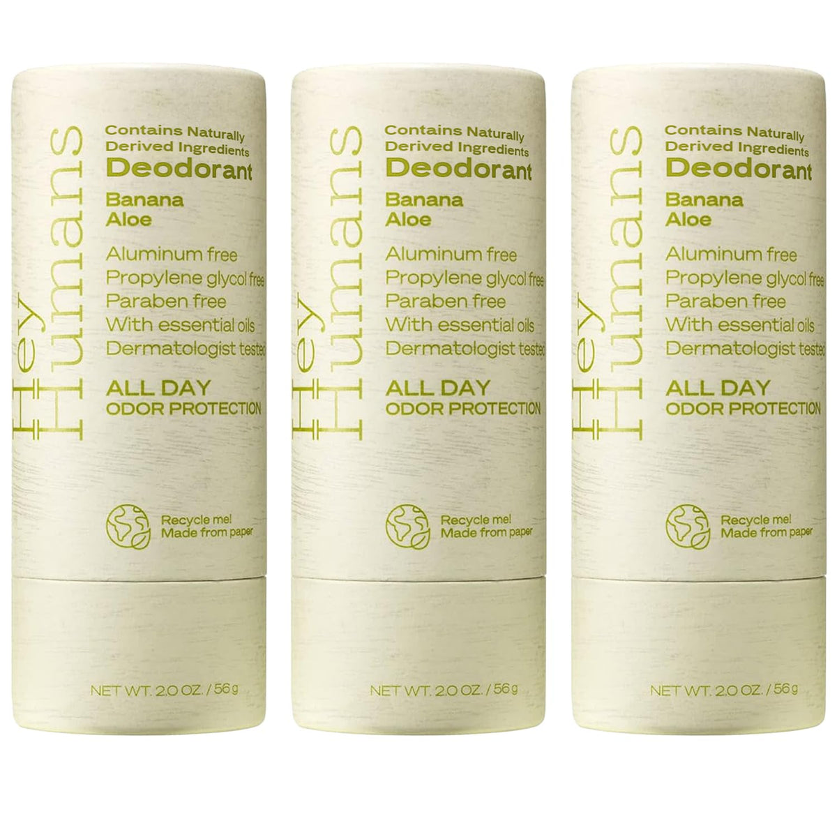 Hey Humans desodorante banana aloe; aroma refrescante para uso diario