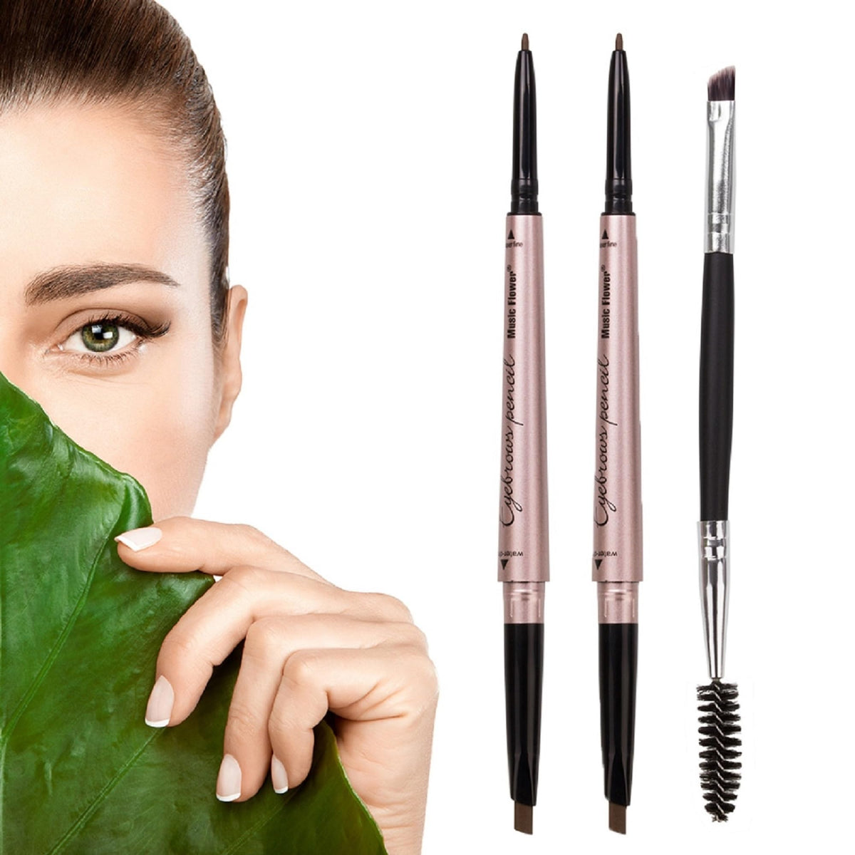HeyBeauty lapiz cejas dobles extremos para definir la forma natural
