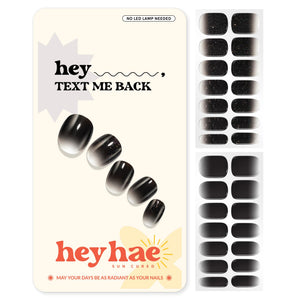 Heyhae tiras gel semicurado Ombre negro para uñas, acabado elegante y duradero.