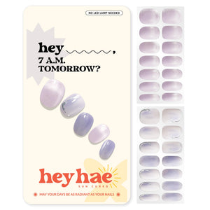 Heyhae tiras gel semicurado con brillo morado primaveral para un look luminoso