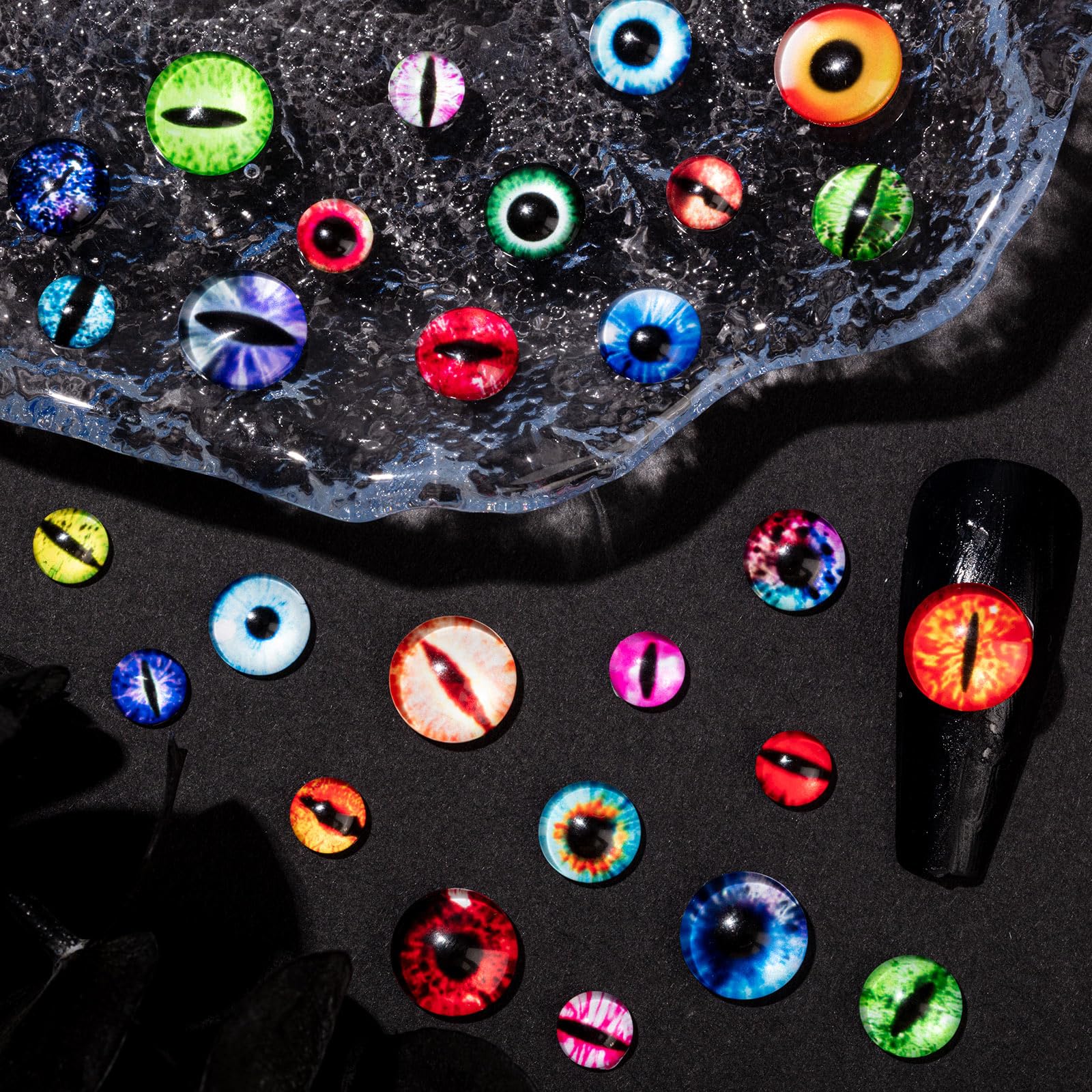 Ojos para uñas de 10 mm de HFKPJRT, acabado vívido para arte de uñas.