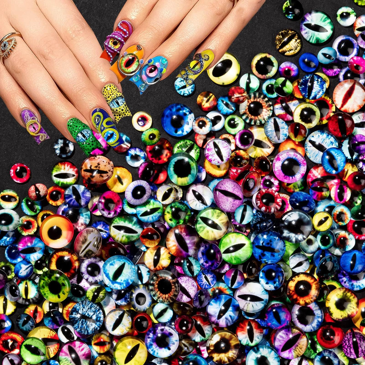 HFKPJRT ojos para uñas de 6 mm, efecto realista para manicura.