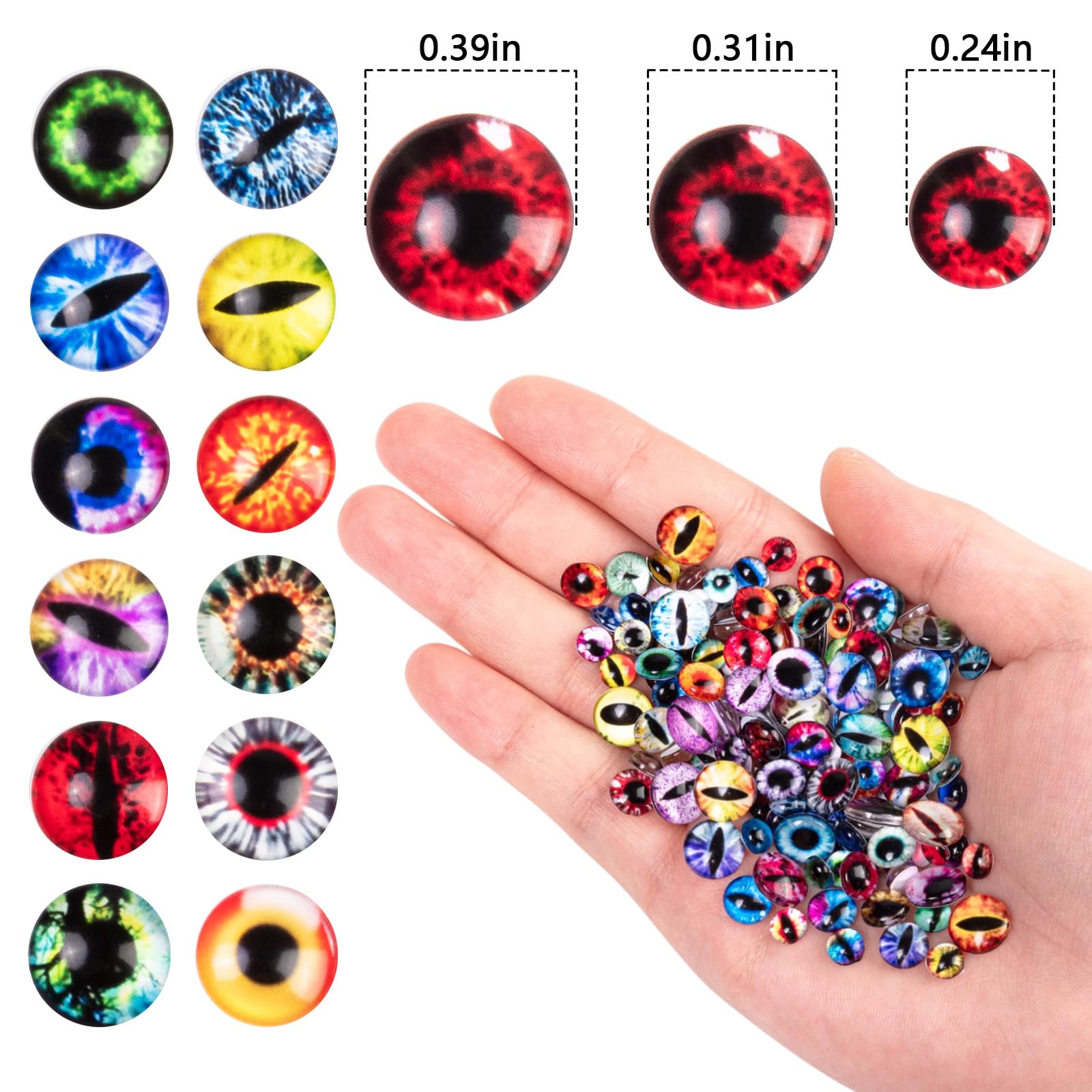 Ojos para uñas de 8 mm de HFKPJRT, acabado tridimensional de larga duración.