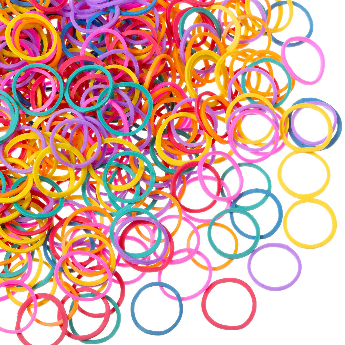 Gomas elásticas mini Hicarer en colores vivos para peinados creativos.