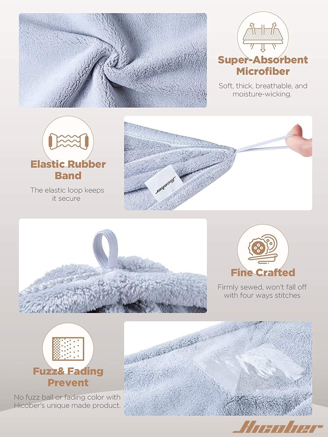Toalla Hicober de microfibra: secado suave para cabello rizado
