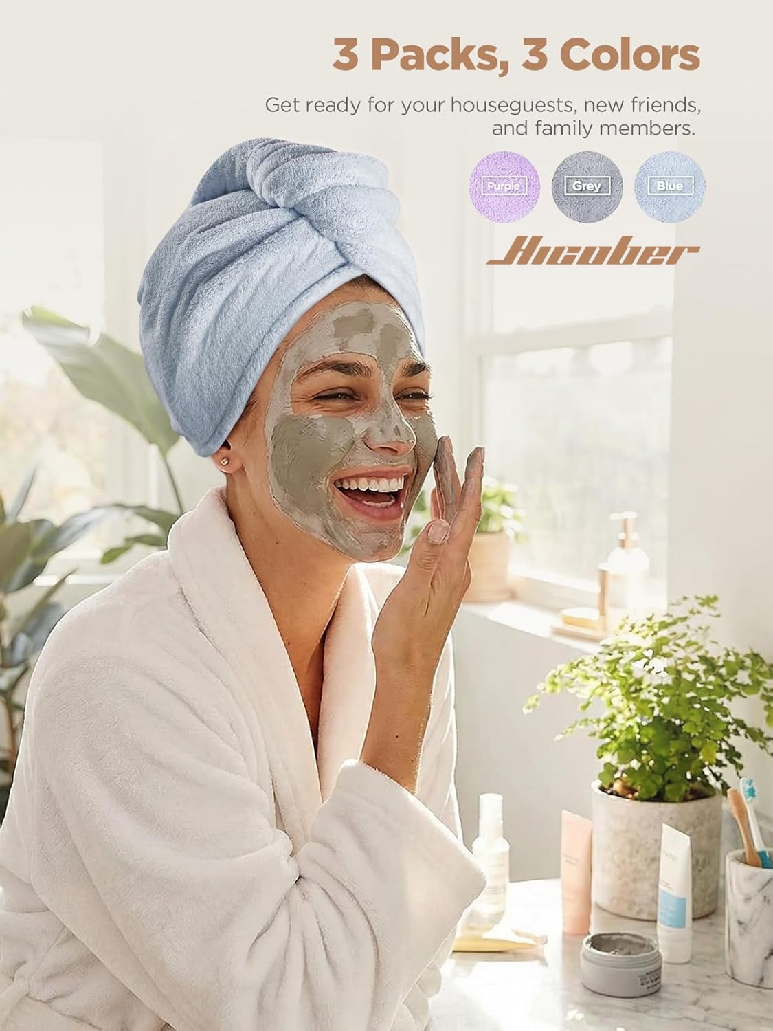 Turbante Hicober suave y ligero para secar sin esfuerzo.