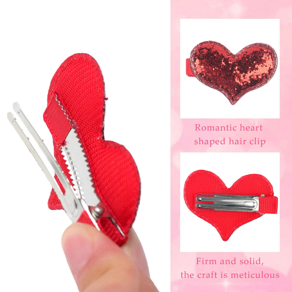 Clip HIFANMM, corazón rojo, lentejuelas en tono escarlata.