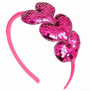 Diadema HIFANMM con corazones de lentejuelas rojas, ideal para San Valentín
