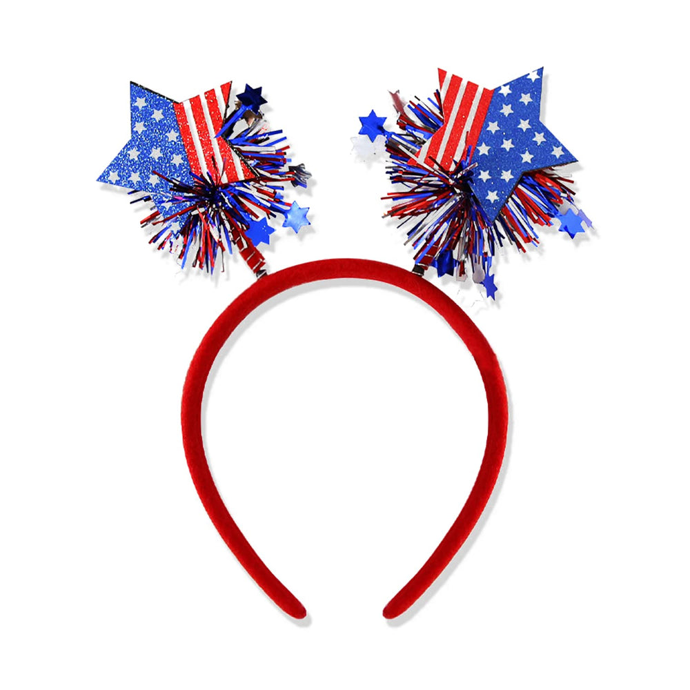 Diadema patriótica HIFANMM con bandera de Estados Unidos y estrellas para celebraciones.