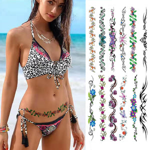 HinchJone tatuajes flor sexy 12 hojas, ideal para abdomen y espalda.