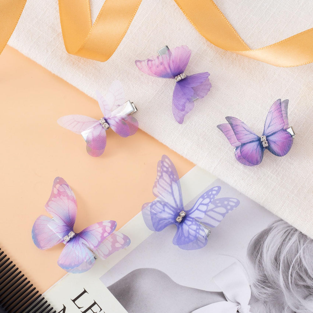 Pinzas HINZIC mariposa púrpura con cierre seguro para sostener el cabello.