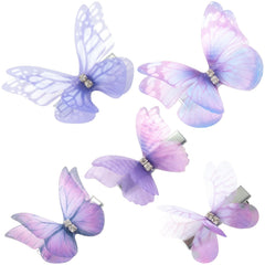 Pinzas HINZIC mariposa púrpura con cristales degradados para peinados brillantes.