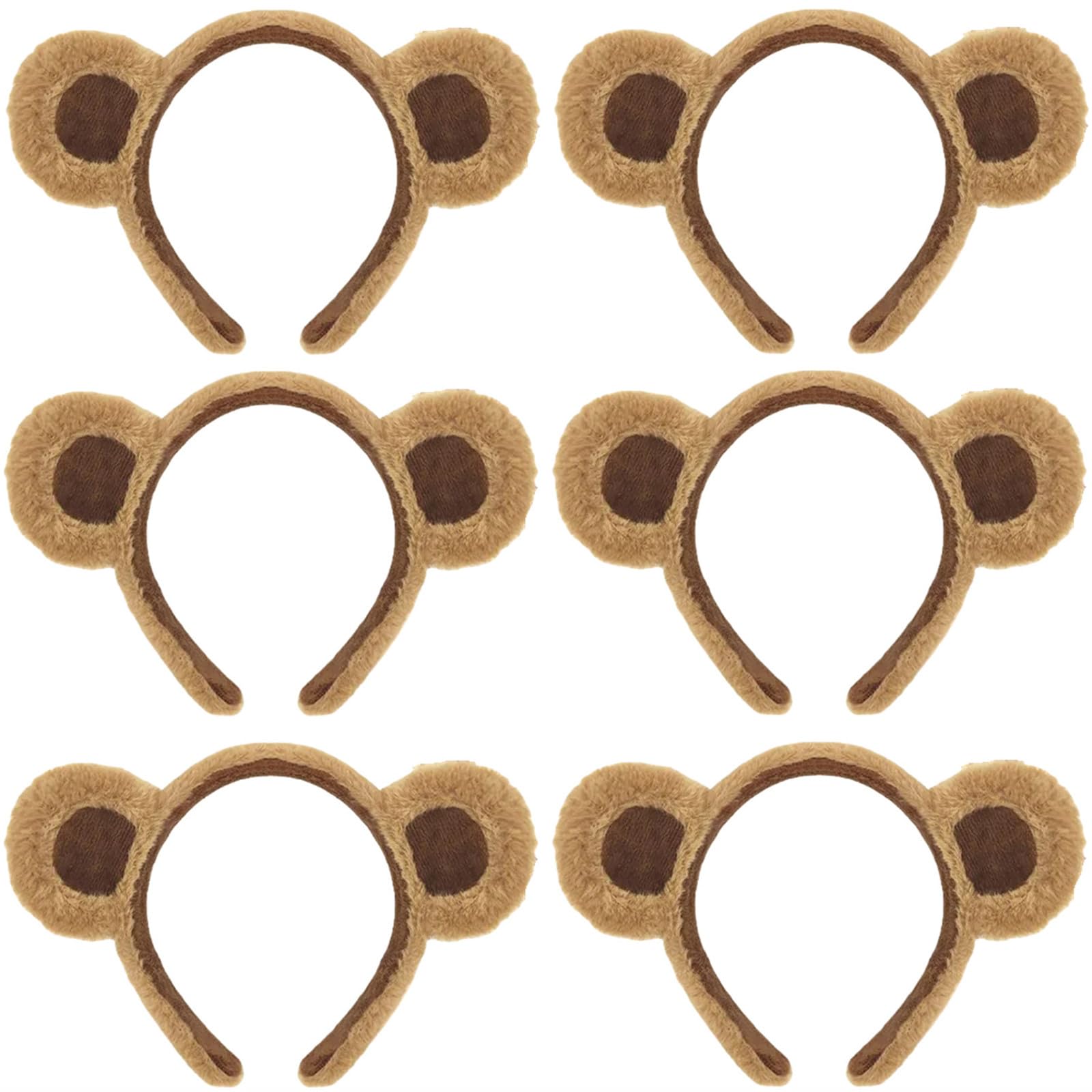 Diadema Hipihom orejas oso marrón de peluche para fiestas y sesiones de fotos.
