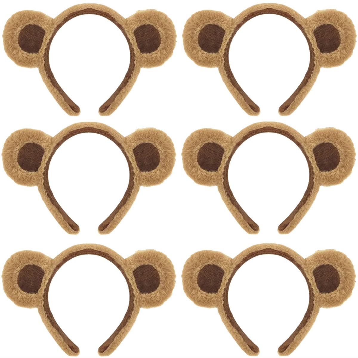 Diadema Hipihom orejas oso marrón de peluche para fiestas y sesiones de fotos.