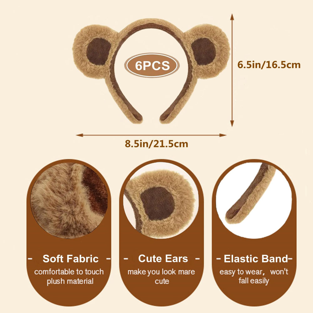 Orejas de oso Hipihom en peluche marrón, cómodo accesorio para disfraces y celebraciones.
