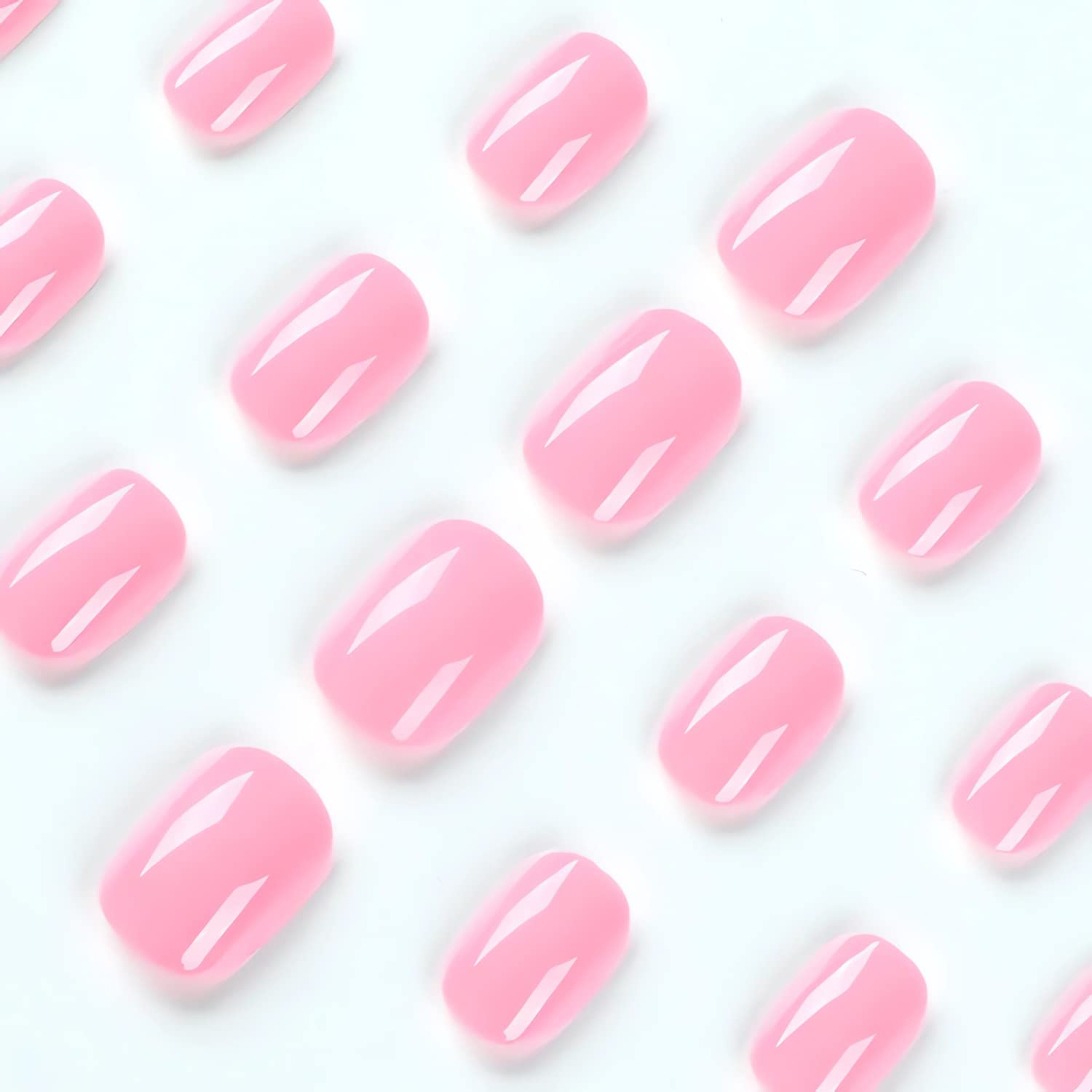 Uñas HJKDSFD rosas con brillo para estilo diario
