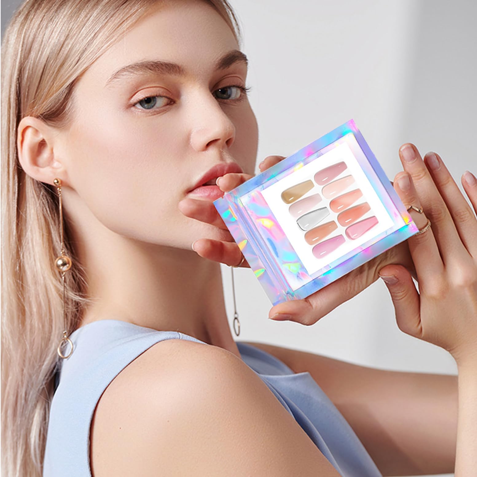 HLQHXWHZT bolsas display para uñas destacan el diseño con acabado holográfico