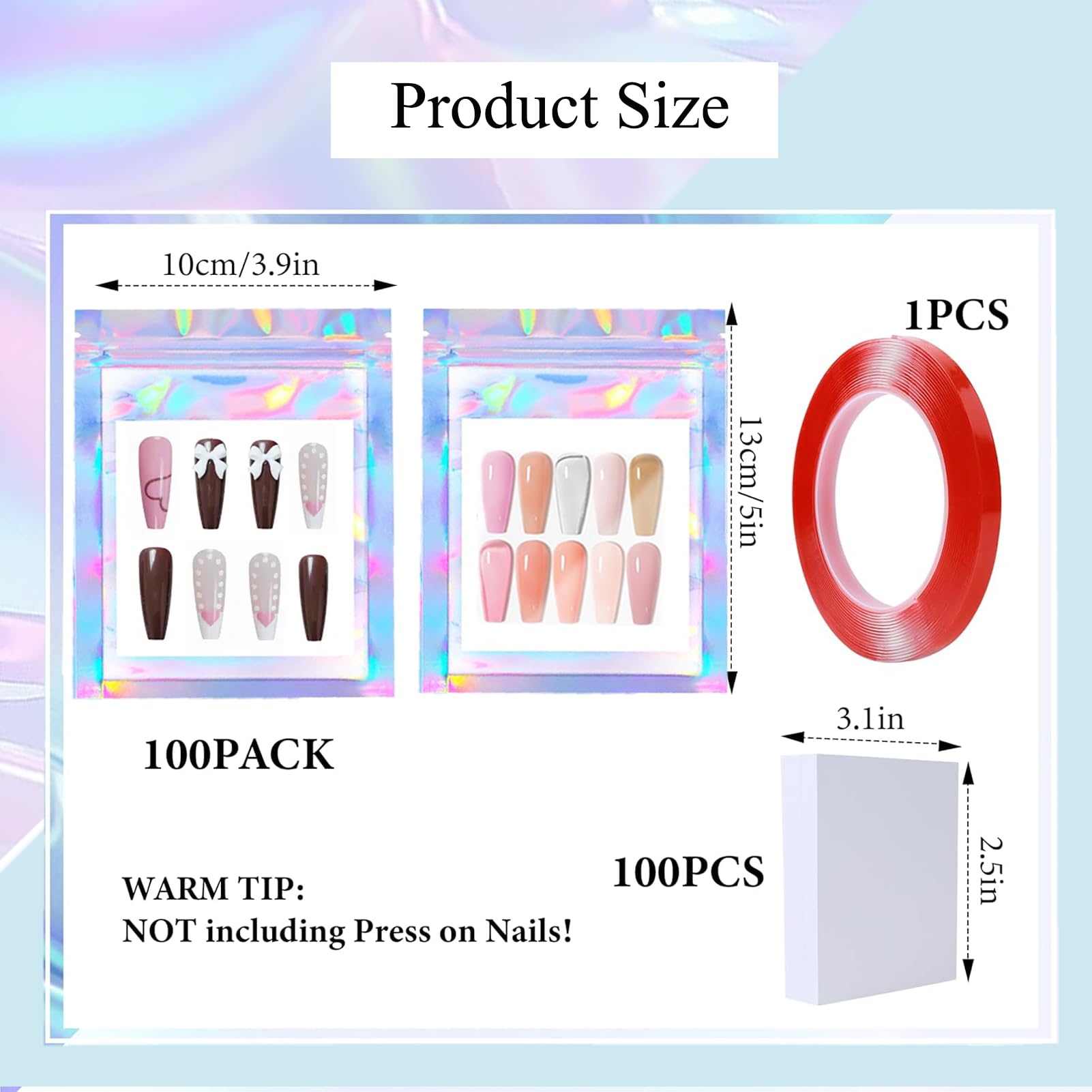 HLQHXWHZT cartulina perlada blanca para uñas, base elegante para presentaciones