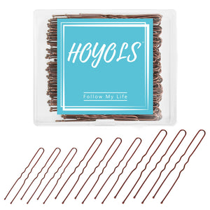 HOYOLS pasadores en U marrón de 2 pulgadas, sujeción suave para peinados.