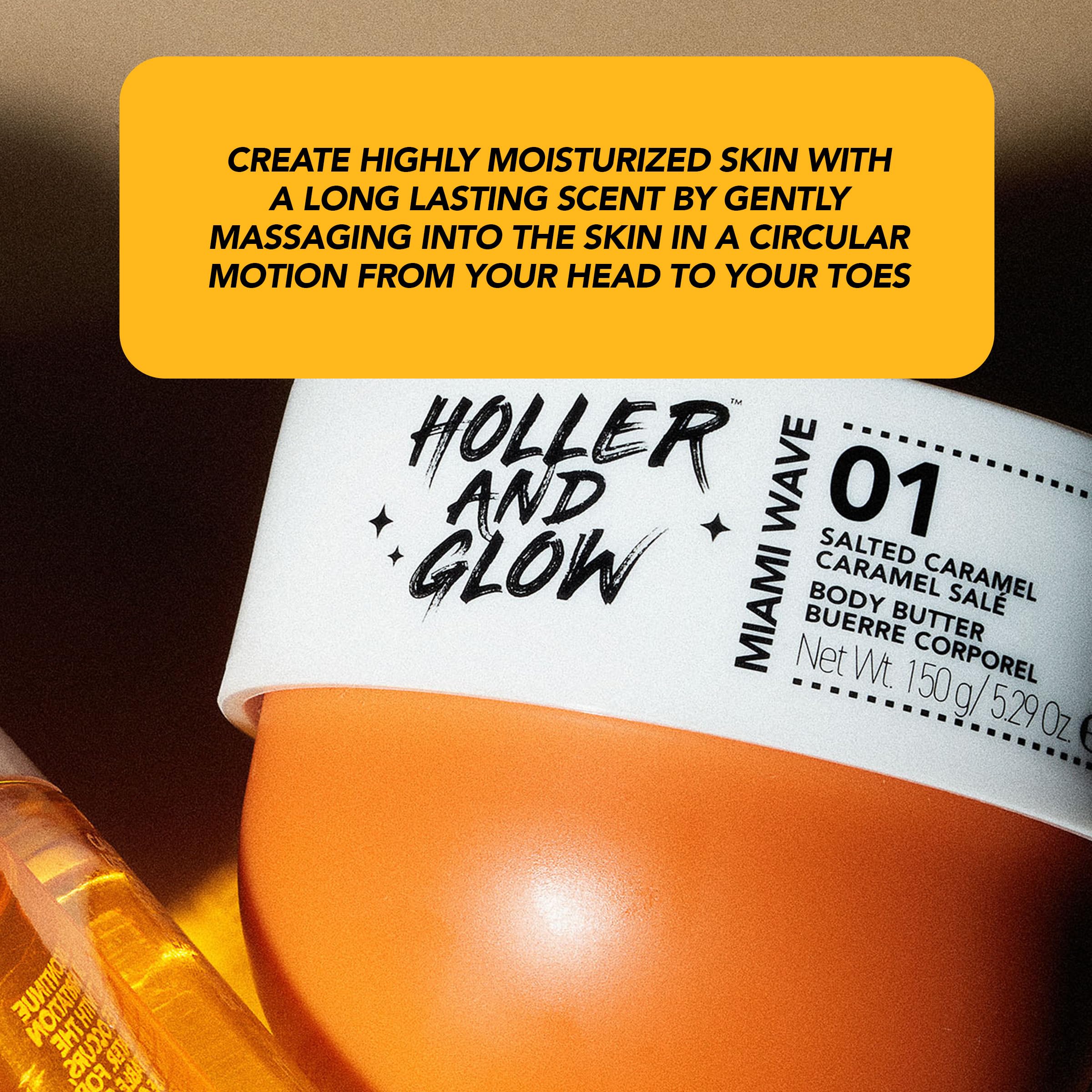 Aplicación diaria de Holler y Glow Miami Wave para piel seca durante todo el año.