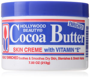 Crema de Hollywood Beauty cacao con vitamina E en frasco para hidratación