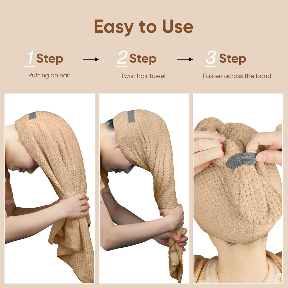 Turbante HOMEXCEL con elástico para ajuste seguro.