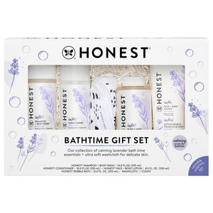 The Honest Company set regalo calmante lavanda en caja cerrada para piel sensible.