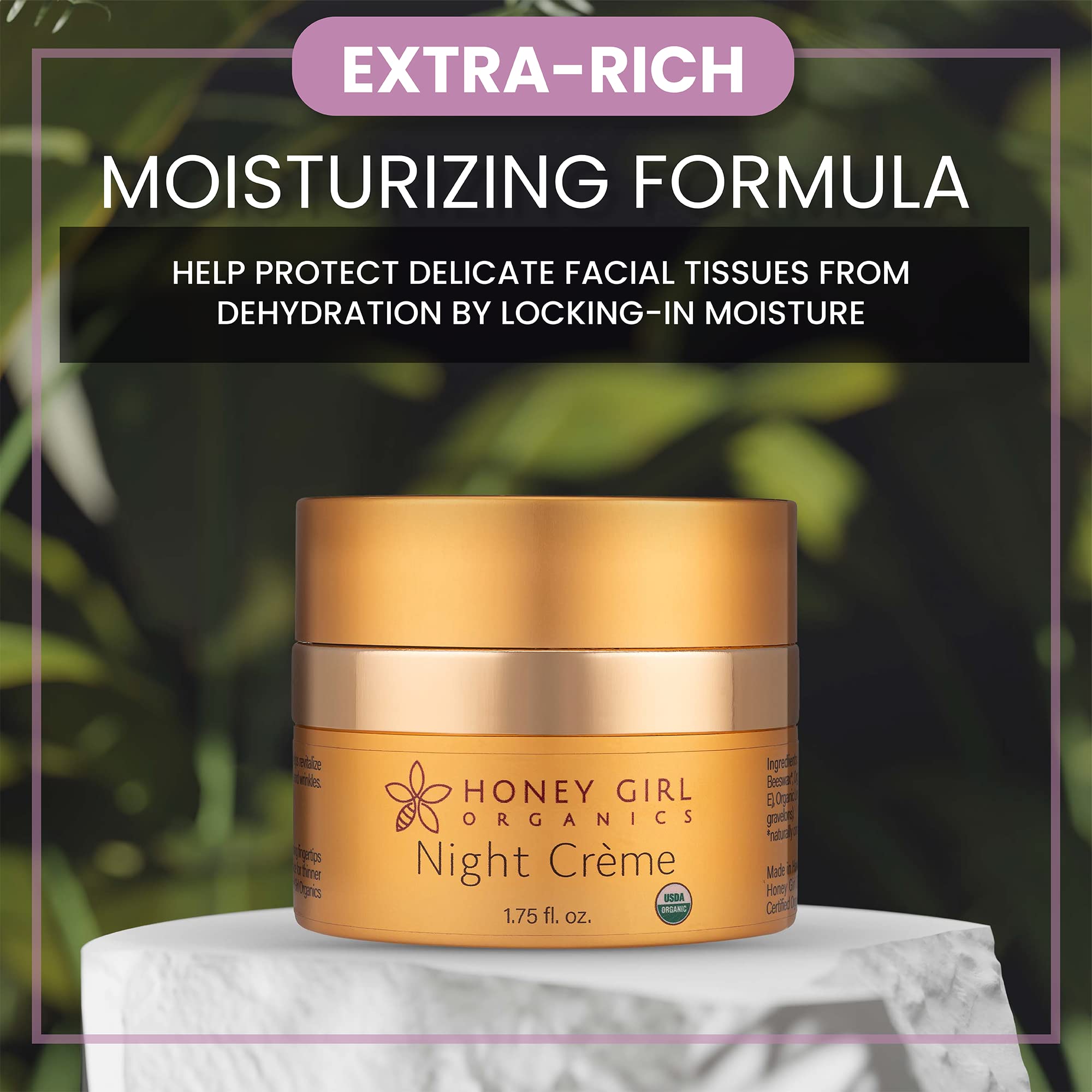 Honey Girl Organics crema nocturna mejora luminosidad y tono de piel al despertar
