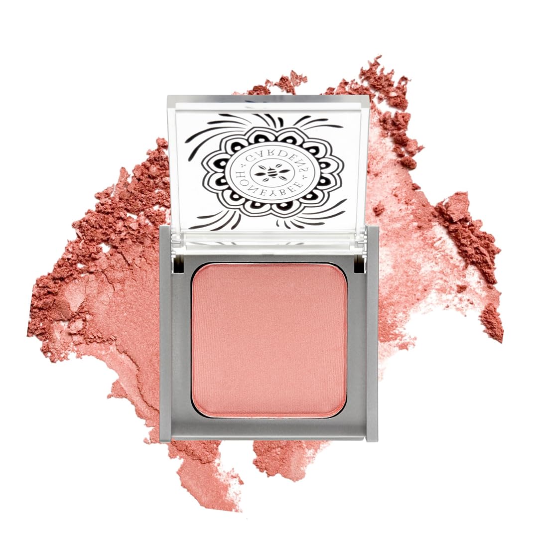 Honeybee Gardens Rendezvous blush envase rosado suave para un acabado natural y radiante.