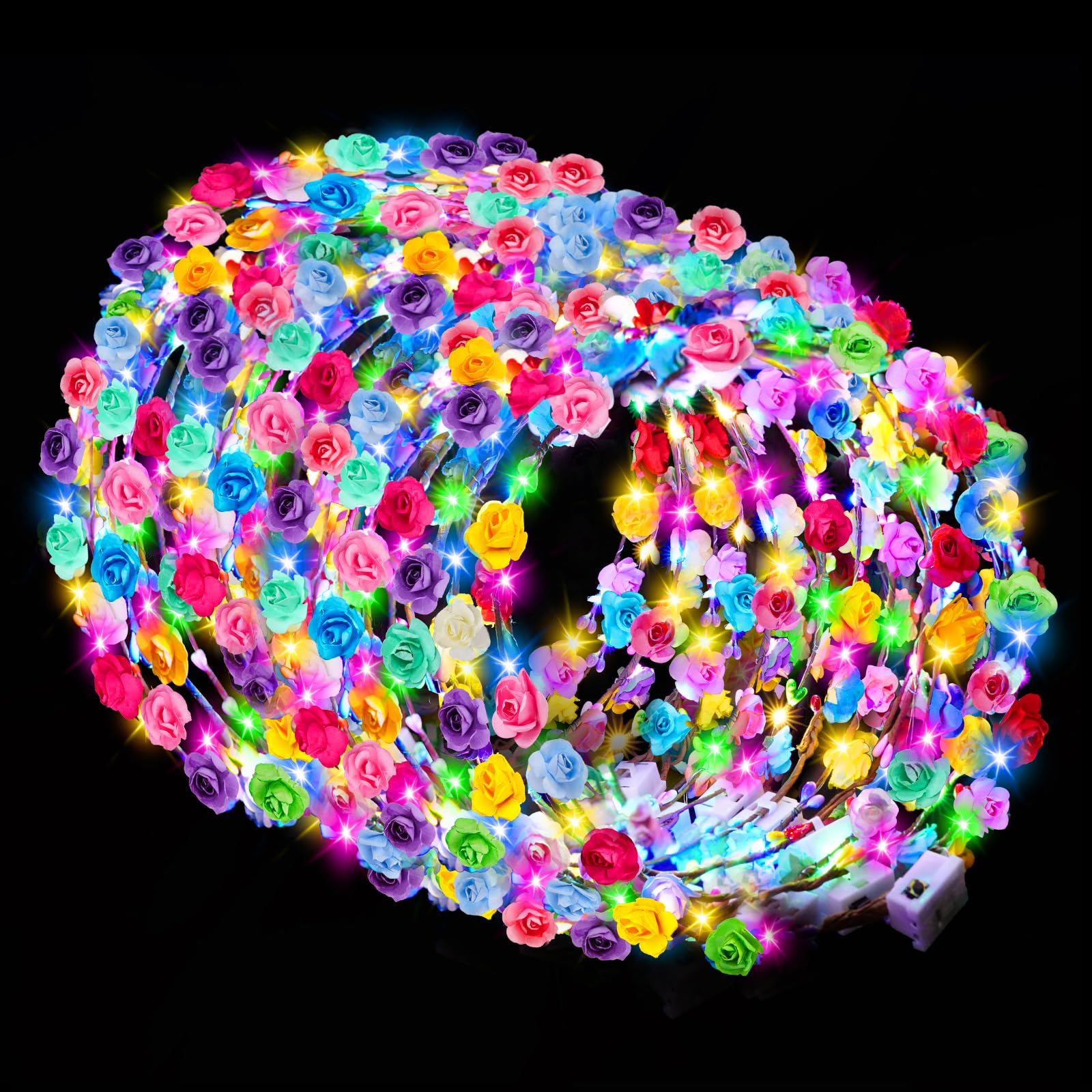 HONLYNE corona de flores LED, 100 piezas, ideal para bodas y fiestas brillantes.