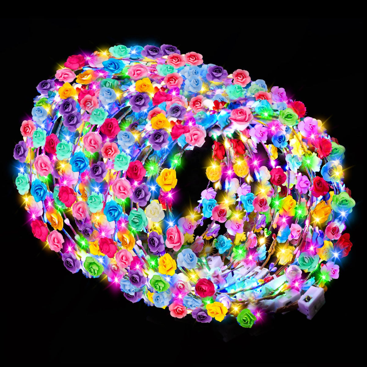 HONLYNE corona de flores LED, 100 piezas, ideal para bodas y fiestas brillantes.