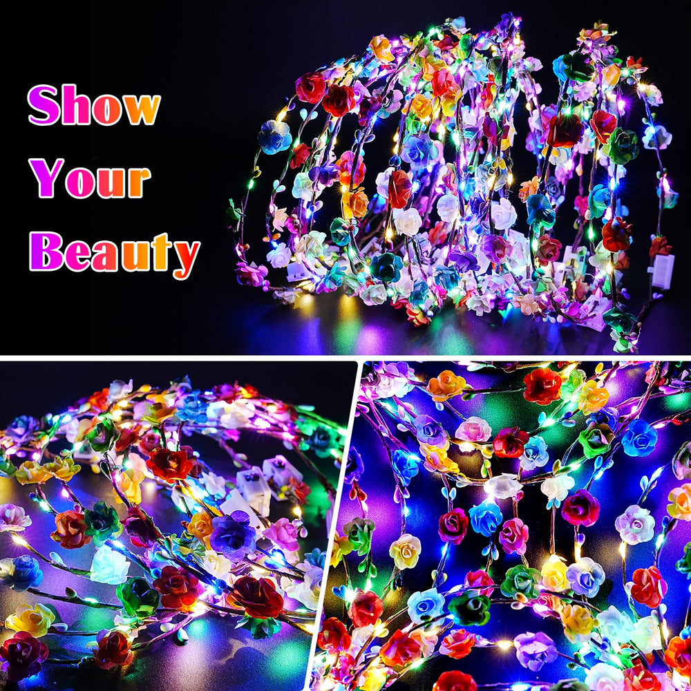 Regalo luminoso de flores HONLYNE, corona LED para fiestas y celebraciones.