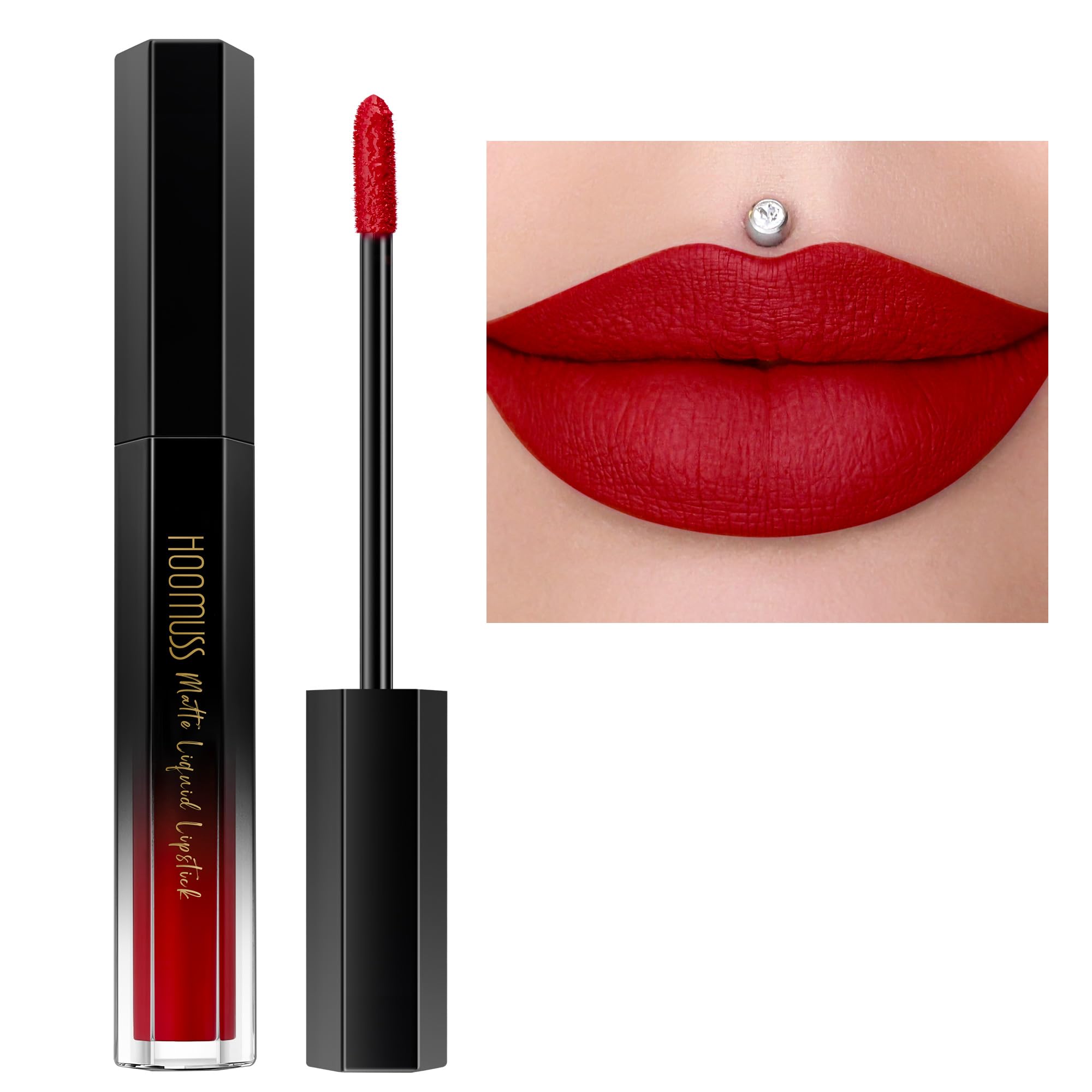HOOMUSS barra de labios rojo mate: color intenso y duración prolongada.