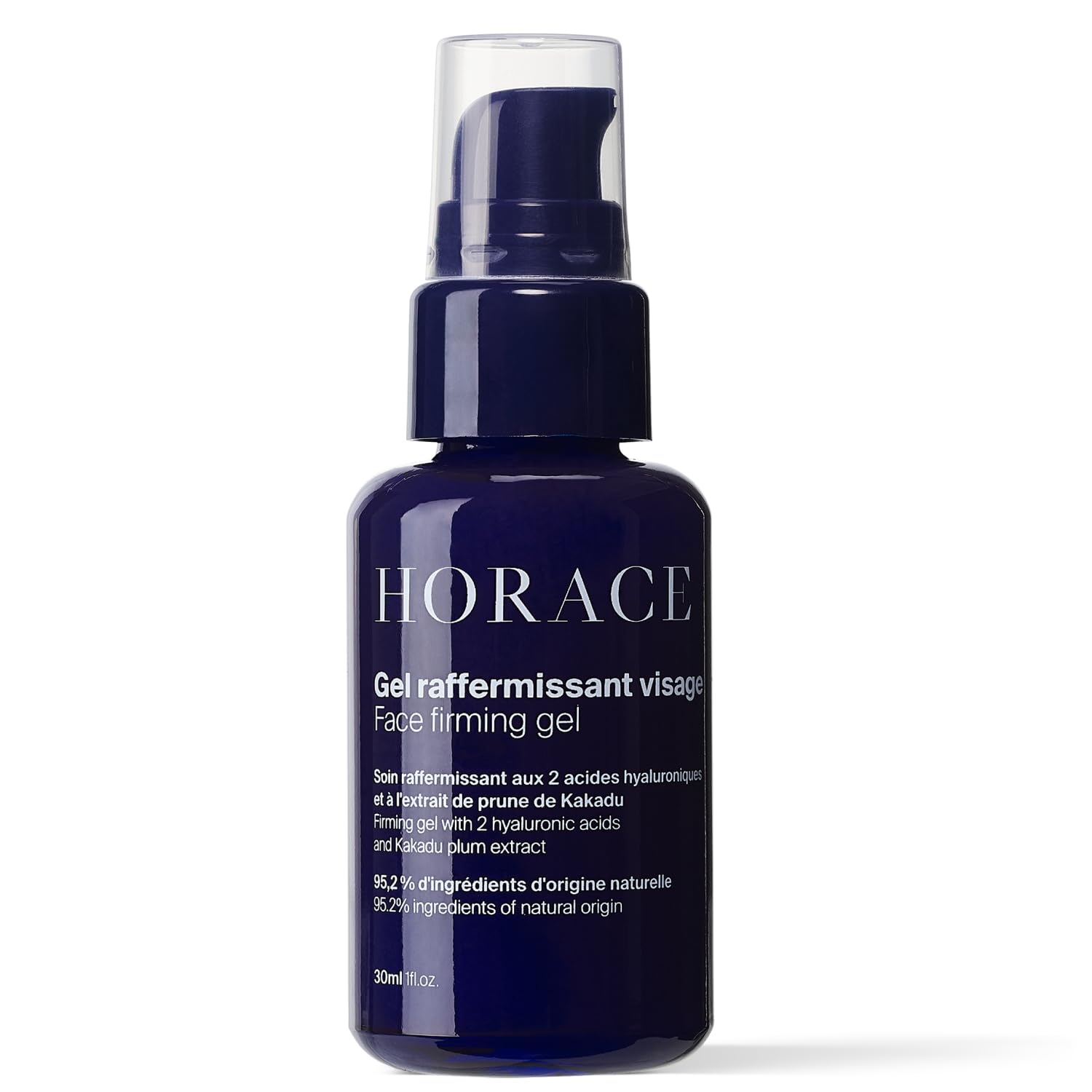 HORACE gel reafirmante facial para hombres, bote compacto para uso diario.