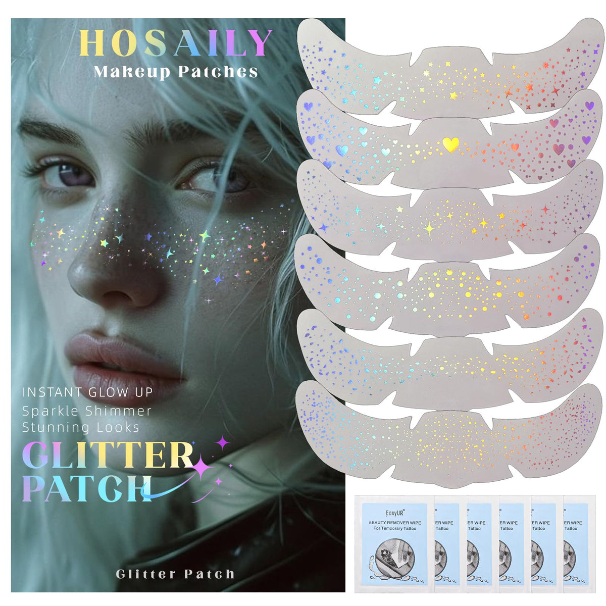 Parches freckle holográficos de HOSAILY para un look brillante en la piel