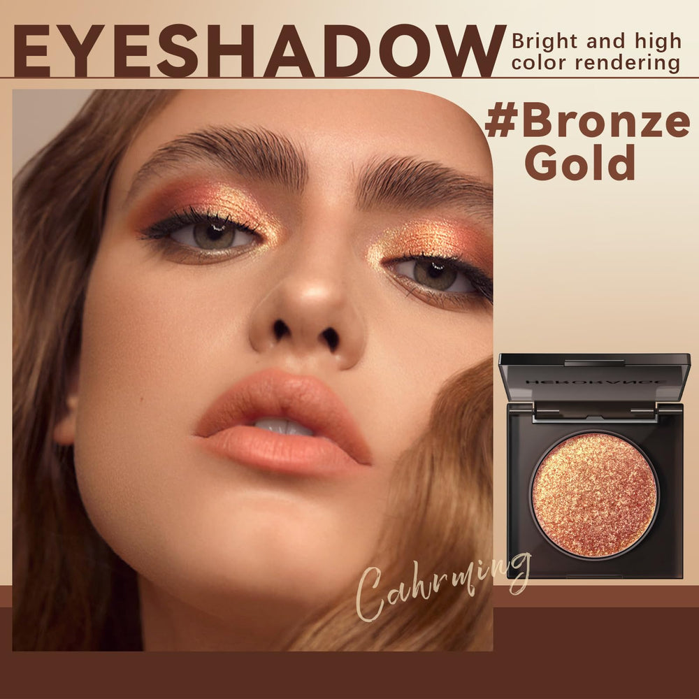 Sombra glitter Hosaily bronce-oro con brillo irisado para ojos audaces.