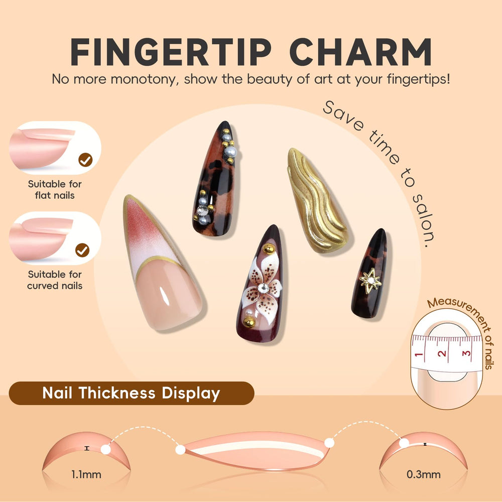 HOSAILY uñas con perlas y charms para un toque glam.
