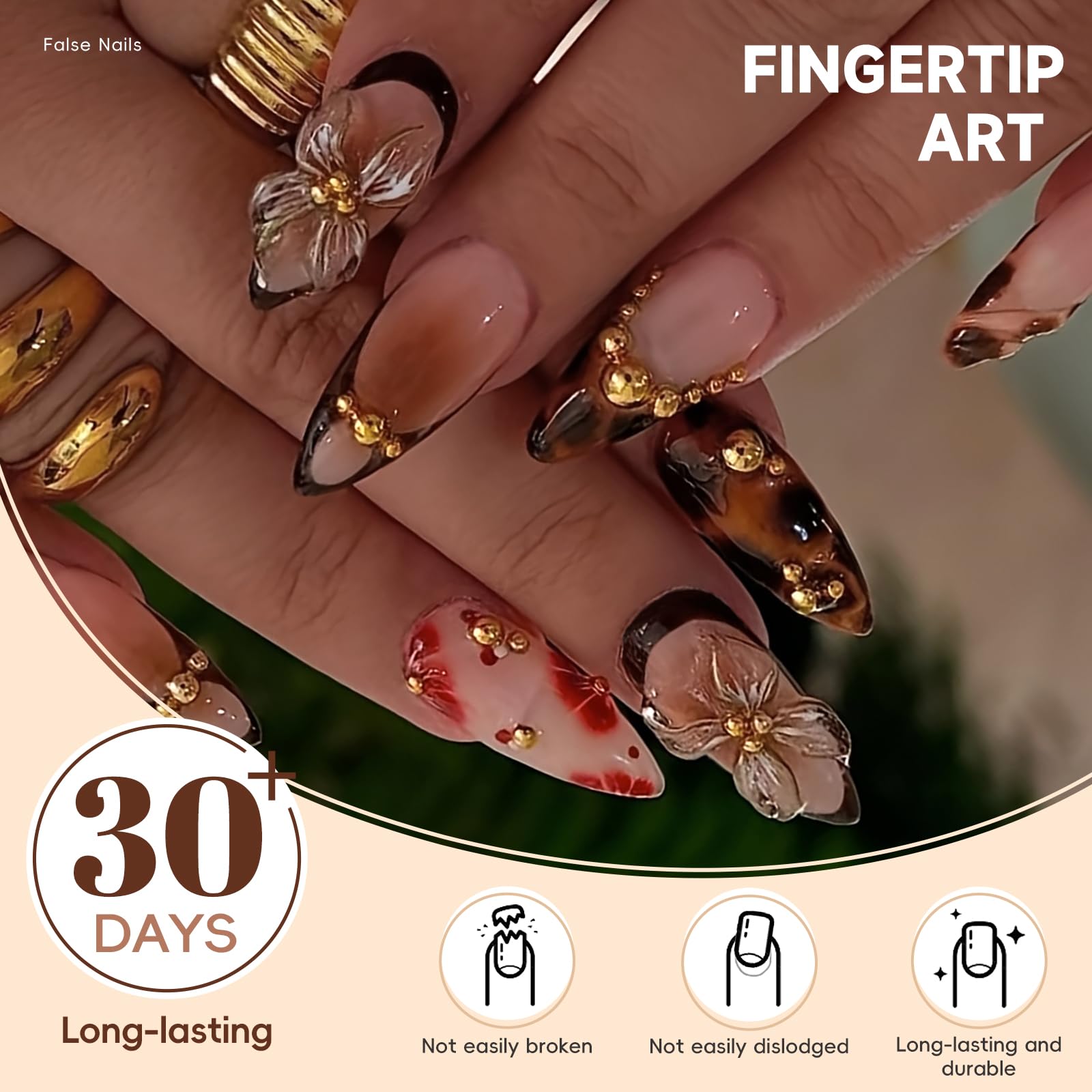 Juego completo de 24 uñas HOSAILY con tallas variadas para ajuste perfecto