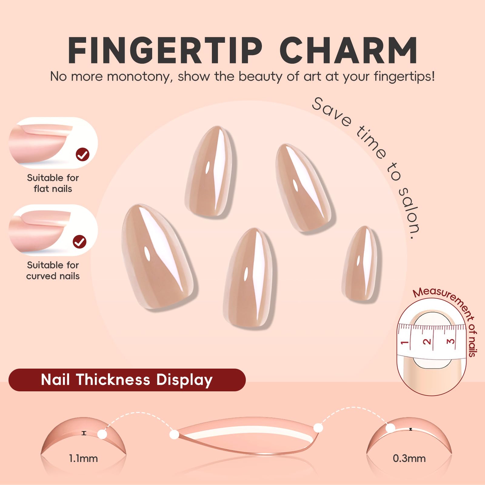 Uñas HOSAILY con base nude y destellos perla Aurora para look sutil y elegante