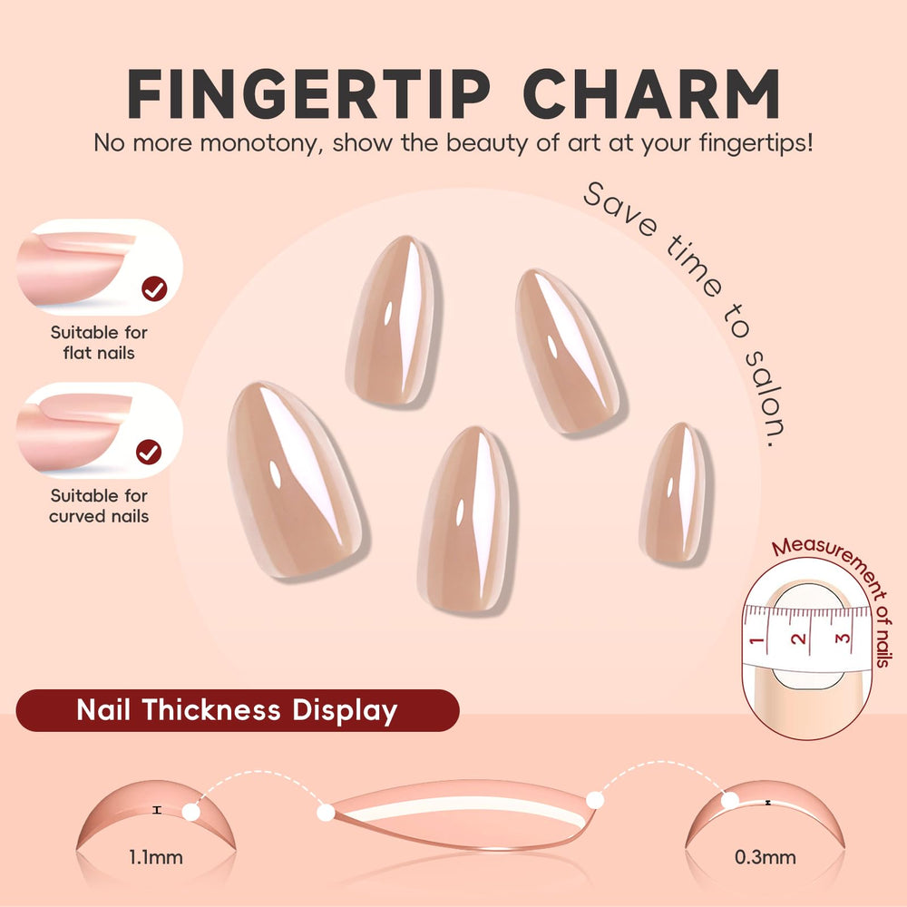 Uñas HOSAILY con base nude y destellos perla Aurora para look sutil y elegante