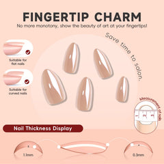 Uñas HOSAILY con base nude y destellos perla Aurora para look sutil y elegante