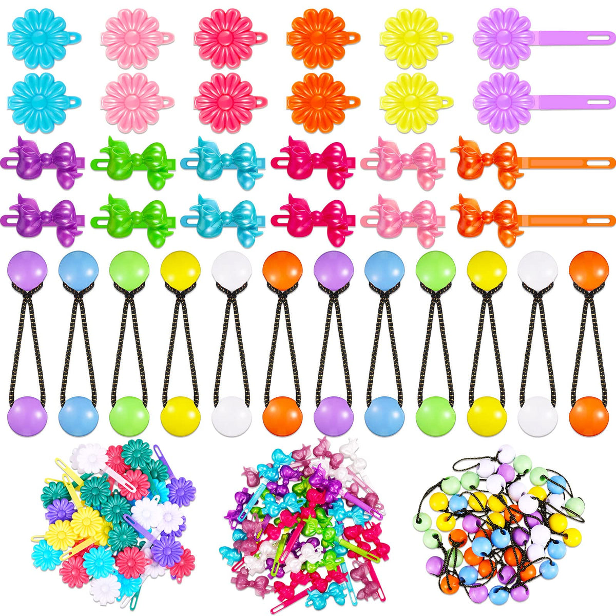 Clips Hoteam con bisagra y lazo, ideal para peinados diarios de niñas.