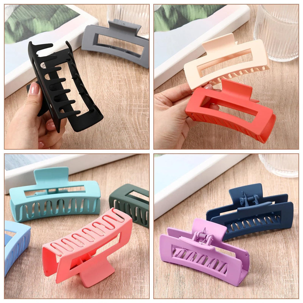 Clips Hoteam rectangulares con apertura de 180 grados para peinados versátiles.