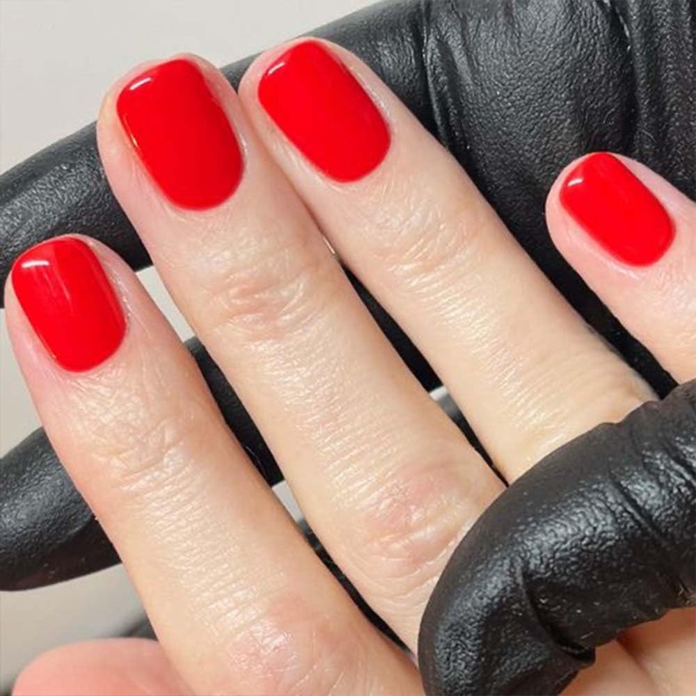 HPYFOI Unas pegables rojas cortas y cuadradas para un look pulido