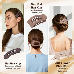 HQ-SITE gancho plano cabello marrón claro mate para peinados firmes.