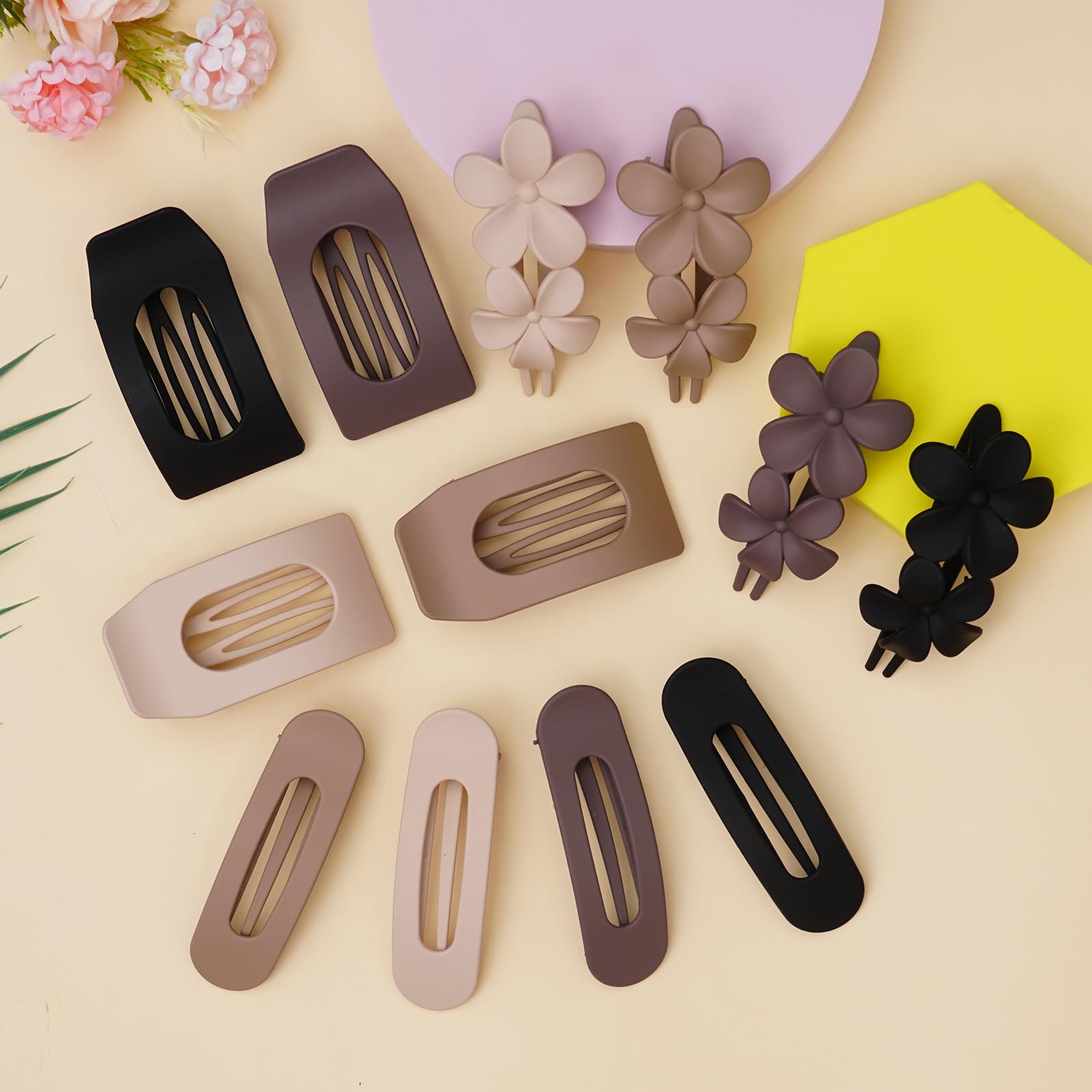 HQ-SITE gancho plano para cabello negro mate, uso cómodo todo el día.