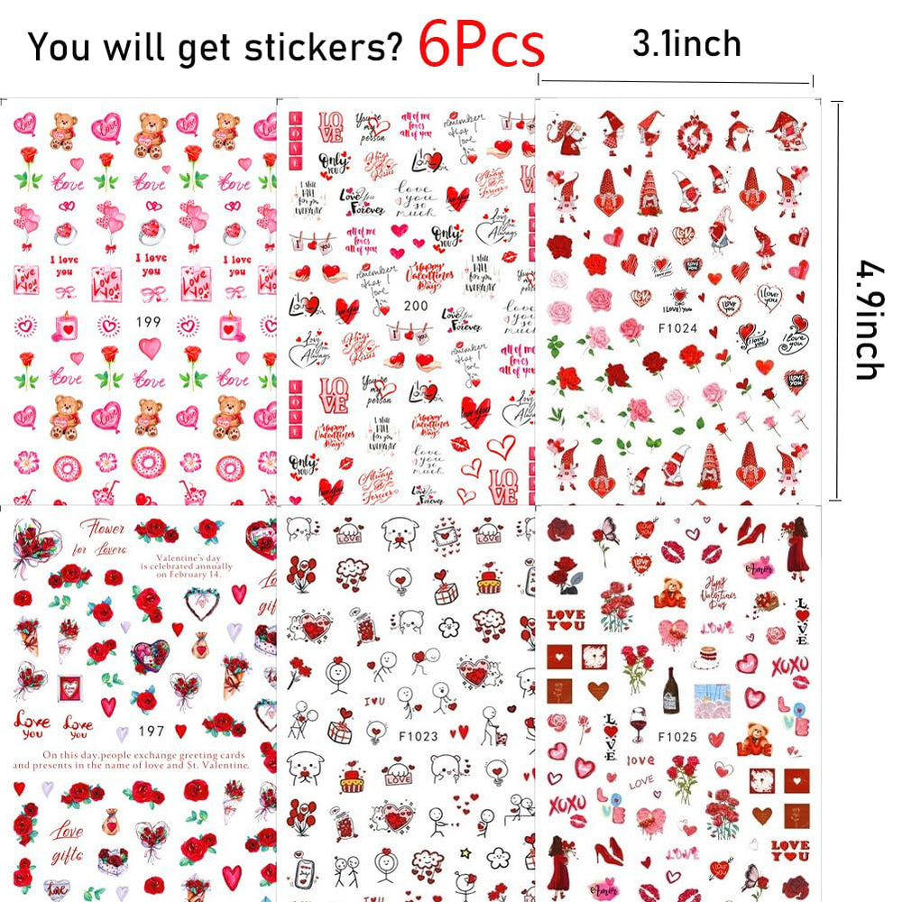 Hrnsnails: pack Valentinas de pegatinas para uñas, uso en casa
