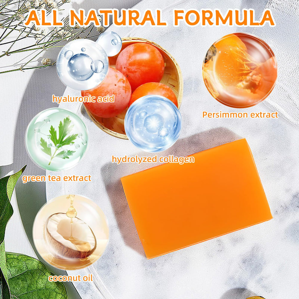 Ingredientes naturales: persimón fresco y coco para cuidado suave.