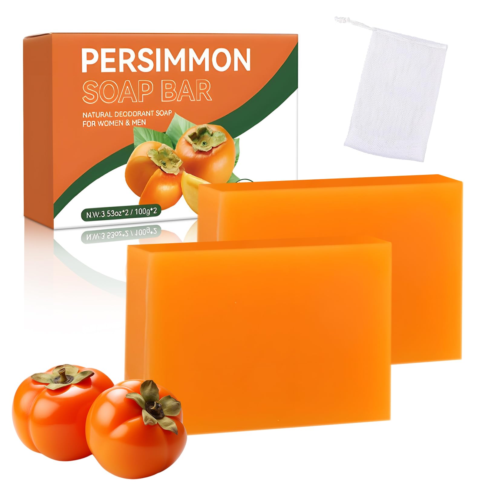 Jabón Htcpuo Persimón para el cuerpo con limpieza suave y aroma fresco.
